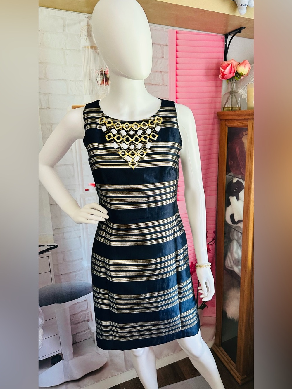 Lilly Pulitzer Virginia Jeweled Metallic Stripe Dress - Picture 2 of 11